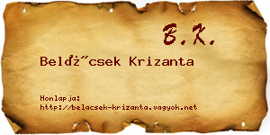 Belácsek Krizanta névjegykártya